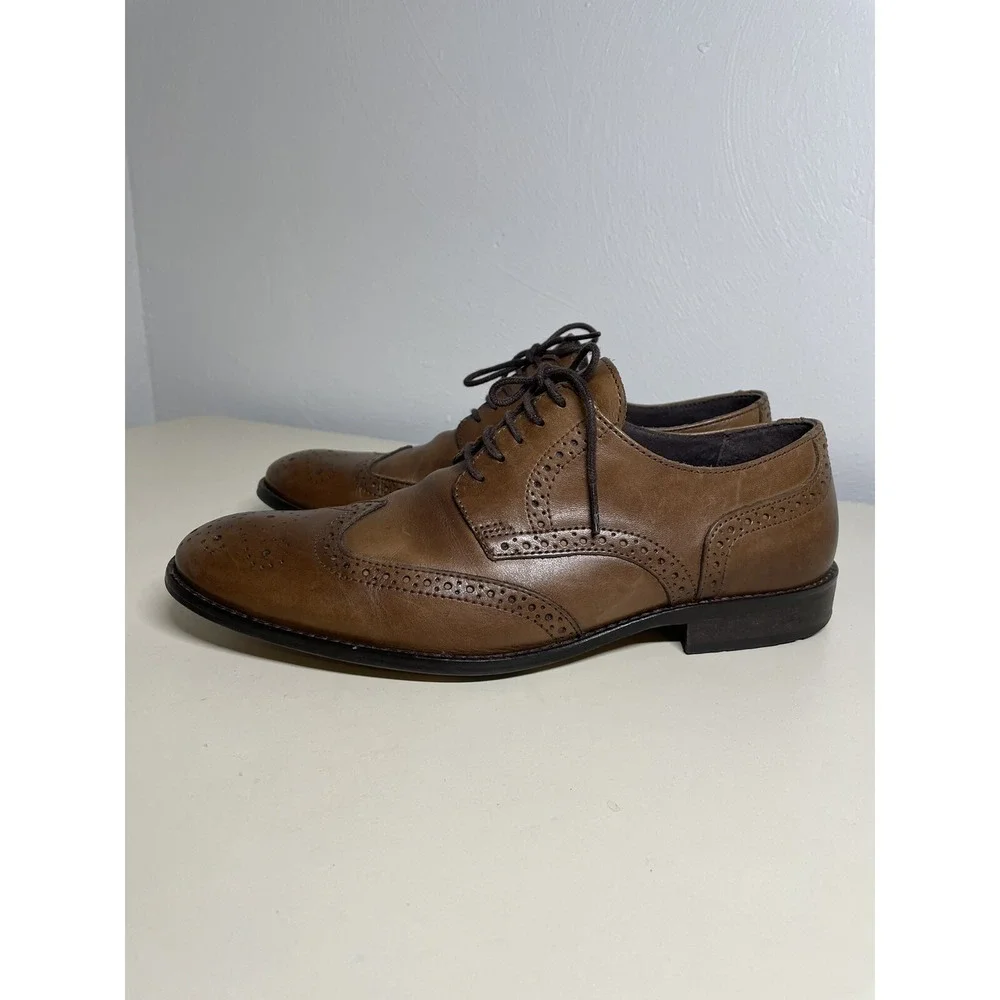 Foreva Men's 39 M US 7 Brown Leather Oxford Derby Shoes Made In Portugal Lace Up